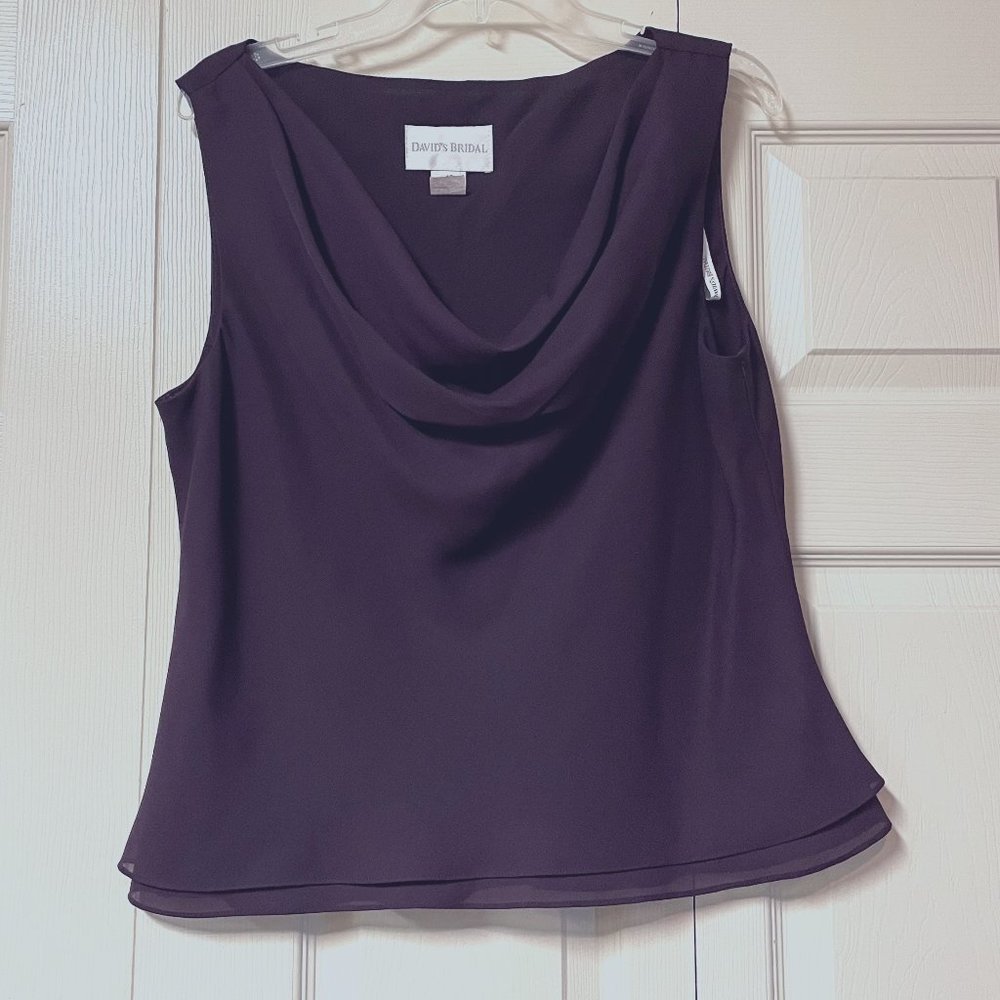 David's Bridal Purple Chiffon 2 Piece Skirt Blouse Set Mother of Bride Matron 16